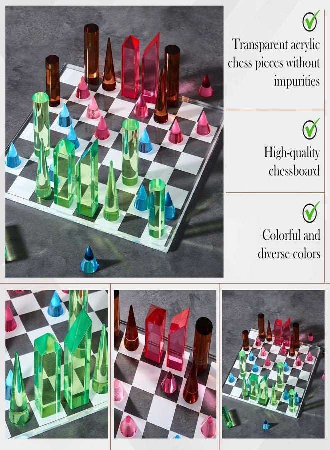 WinnerWhy Acrylic Chess Set, 11. 8 x 11. 8 Inch Large Modern Acrylic Checkers Set Table Game Board for Adults - Image 4